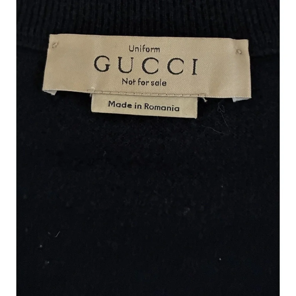 Gucci Sweater Vest Men's XL Navy Wool Knit V Neck Uniform Pullover